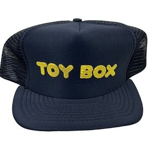 Vintage Toy Box Trucker Hat Cap Snapback Black Mesh Toys Store Puffy 90s Y2K O12